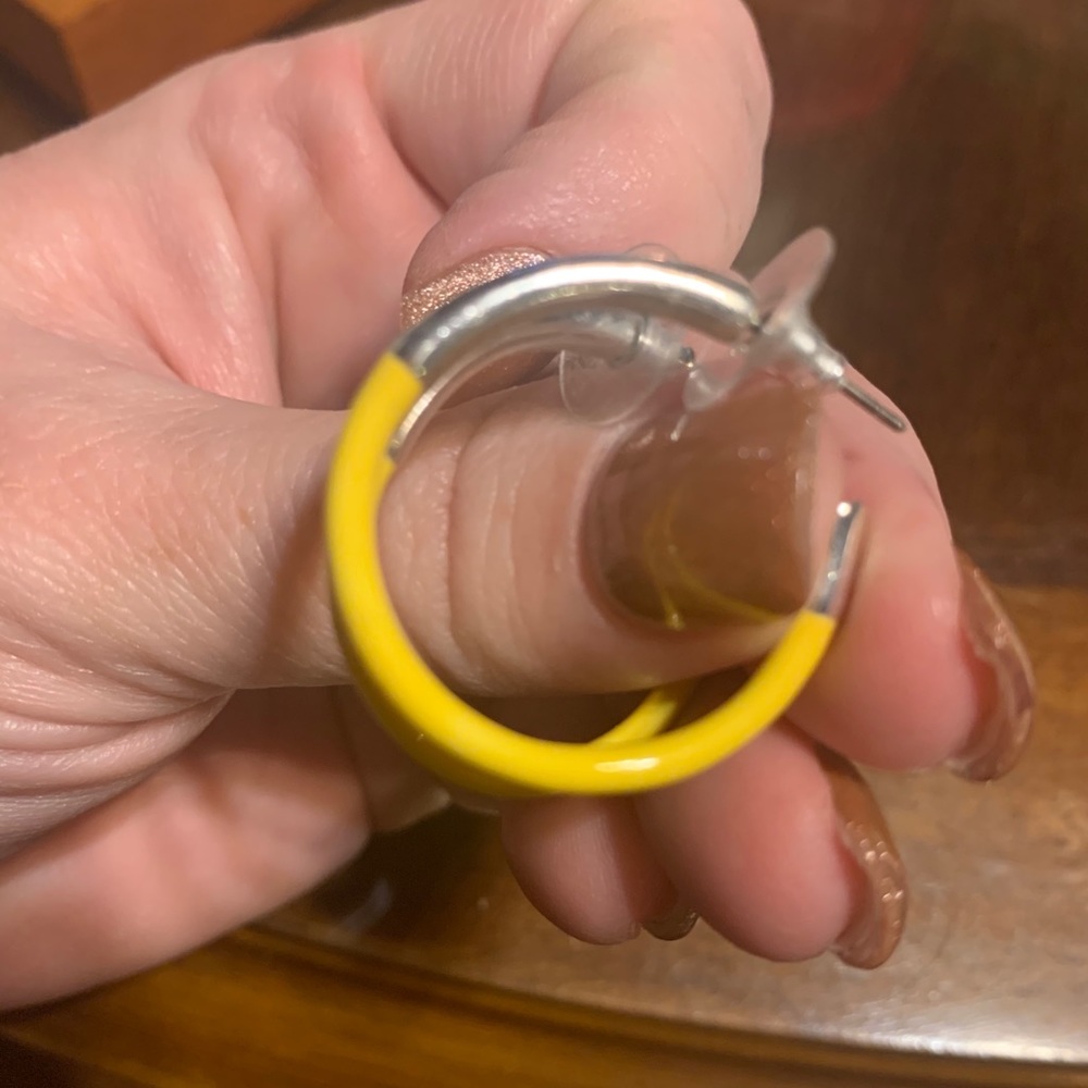 Silver and bright yellow hoops from Belk